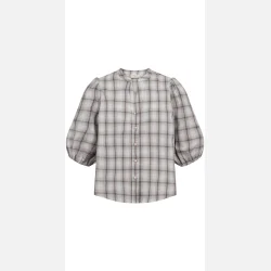Freequent Mika Blouse Check Star Off-White W. Baby Blue