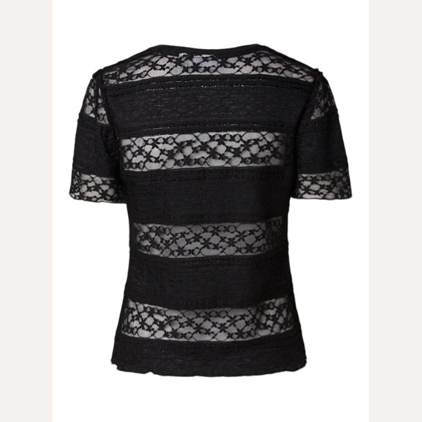 Pieces Miro SS Lace Top Black