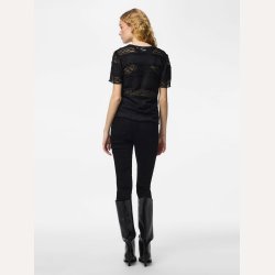 Pieces Miro SS Lace Top Black