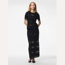 Pieces Miro SS Lace Top Black