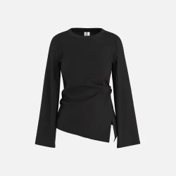 PREORDER HYPEDROP Riva LS Wide Draped Top Black