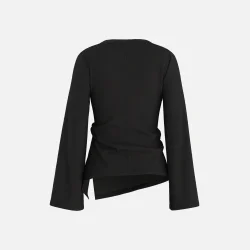 PREORDER HYPEDROP Riva LS Wide Draped Top Black