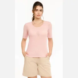 Liberte Essentiel Mesh SS Tshirt Dot Rose