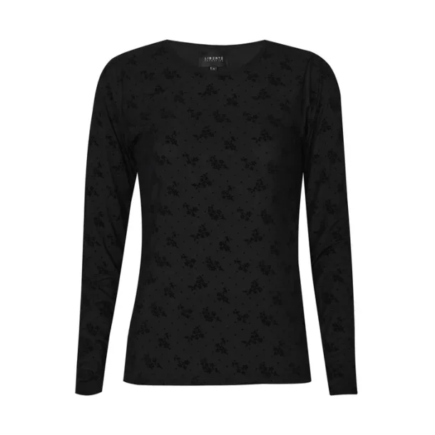 Liberte Essentiel Mesh LS Tshirt Flock Black Flower Dot
