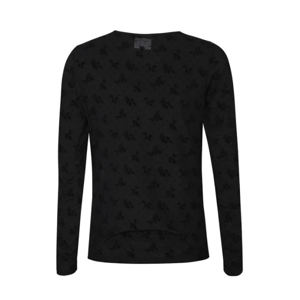 Liberte Essentiel Mesh LS Tshirt Flock Black Flower Dot
