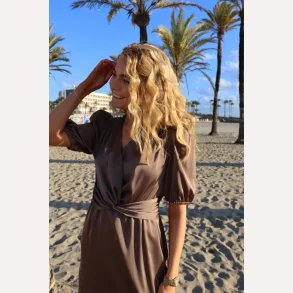 PREORDER Liberte Essentiel Tiki LS Twist Dress Dark Brown