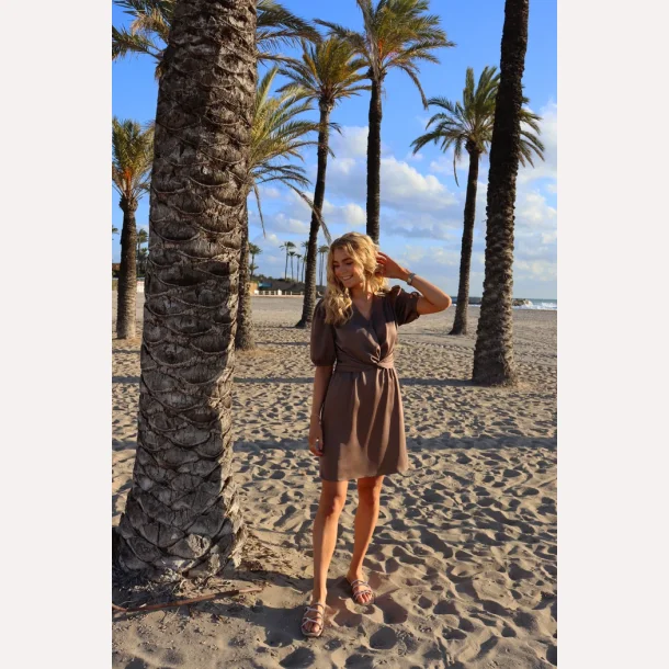 PREORDER Liberte Essentiel Tiki LS Twist Dress Dark Brown