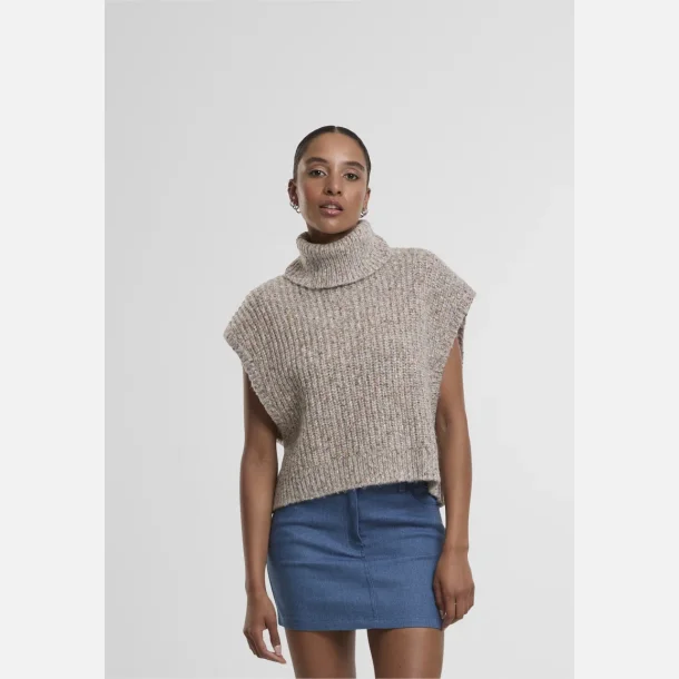 Noisy May Marl Roll Neck Knit Vest Light Grey 