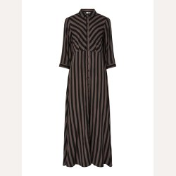 YAS Savanna Long Shirt Dress Chocolate Brown Black
