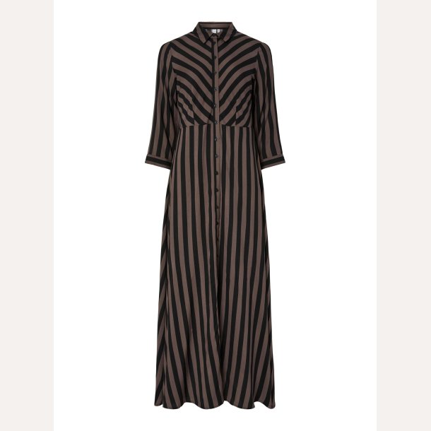 YAS Savanna Long Shirt Dress Chocolate Brown Black