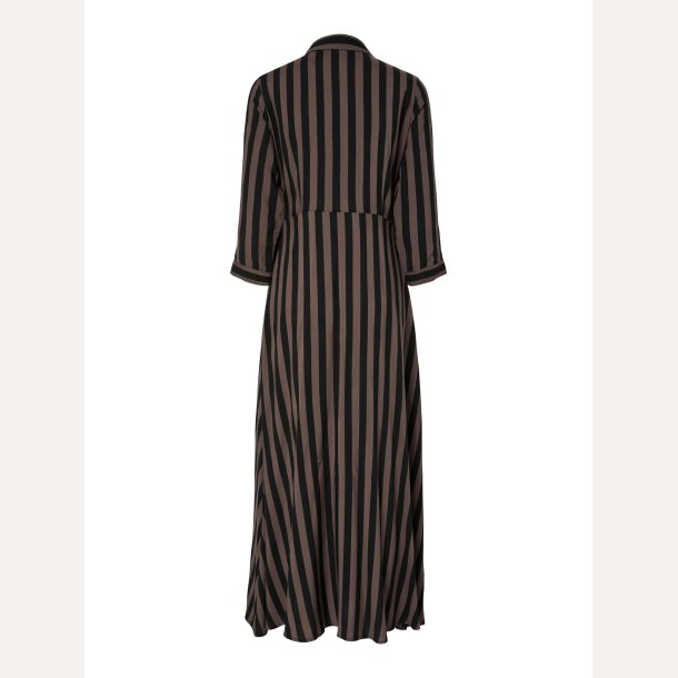 YAS Savanna Long Shirt Dress Chocolate Brown Black