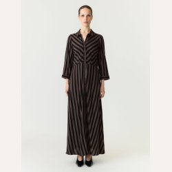 YAS Savanna Long Shirt Dress Chocolate Brown Black