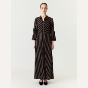 YAS Savanna Long Shirt Dress Chocolate Brown Black