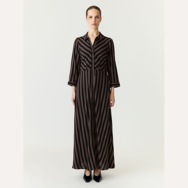YAS Savanna Long Shirt Dress Chocolate Brown Black