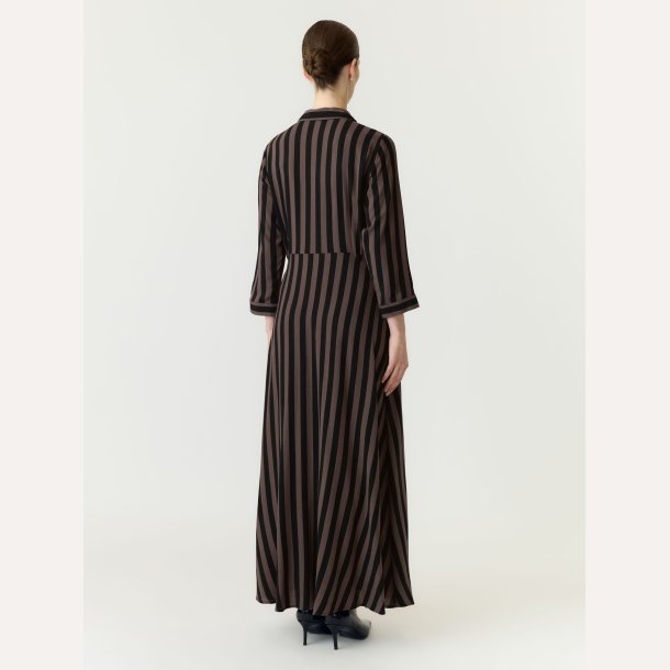 YAS Savanna Long Shirt Dress Chocolate Brown Black