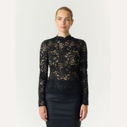 YAS Lacey LS Lace Top Black