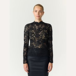 YAS Lacey LS Lace Top Black