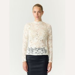 YAS Lacey LS Lace Top Offwhite