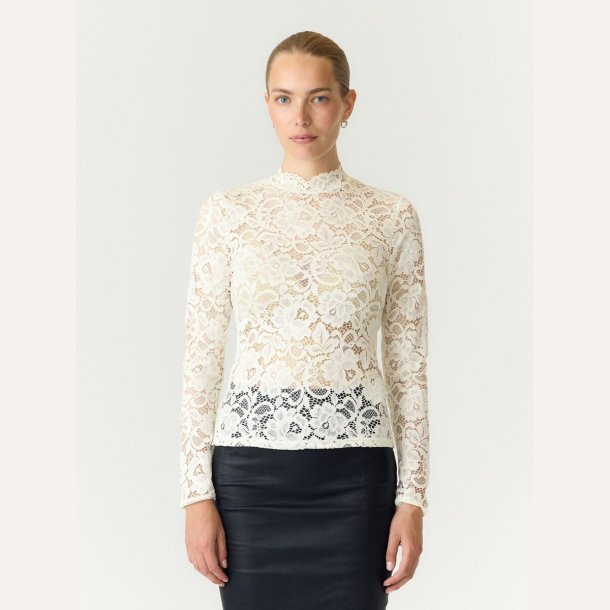 YAS Lacey LS Lace Top Offwhite
