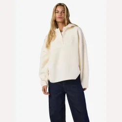 Noisy May Cozy Halfway Zip Sweater Eggnog