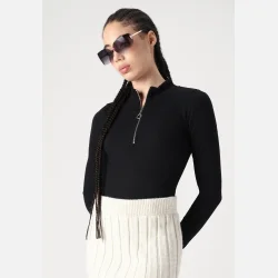 Noisy May Toni L/S High Neck Body Zipper Black