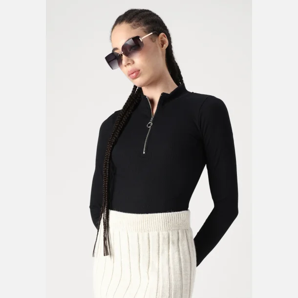 Noisy May Toni L/S High Neck Body Zipper Black