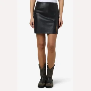 Noisy May Clara Penny Coated HW Slit Skirt Black 