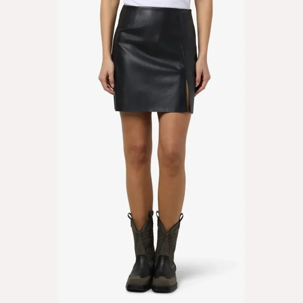 Noisy May Clara Penny Coated HW Slit Skirt Black 