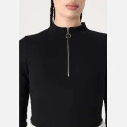 Noisy May Toni L/S High Neck Body Zipper Black
