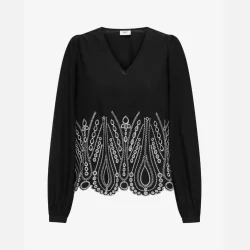 JDY Molly Anglaise Top Black/White