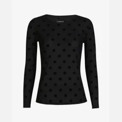 Liberte Essentiel Mesh LS Tshirt Black Big Flock Dot