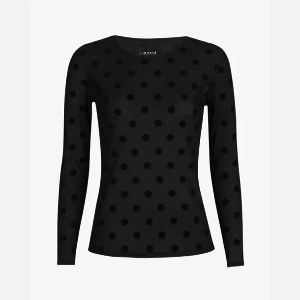 Liberte Essentiel Mesh LS Tshirt Black Big Flock Dot