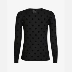Liberte Essentiel Mesh LS Tshirt Black Big Flock Dot