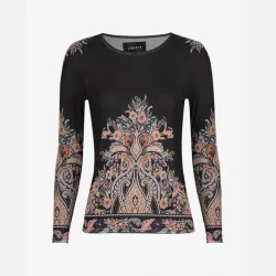 Liberte Essentiel Mesh LS Tshirt Black Paisley