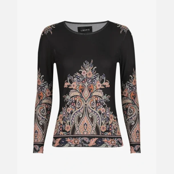 Liberte Essentiel Mesh LS Tshirt Black Paisley