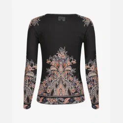 Liberte Essentiel Mesh LS Tshirt Black Paisley