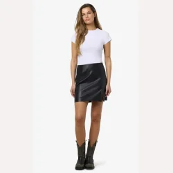 Noisy May Clara Penny Coated HW Slit Skirt Black 