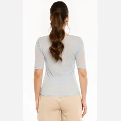 Liberte Essentiel Mesh SS Tshirt Dot Light Blue 