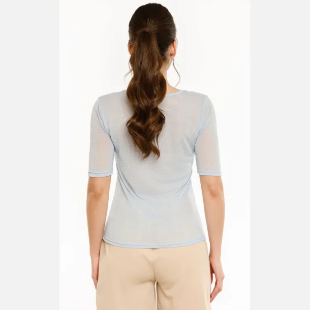 Liberte Essentiel Mesh SS Tshirt Dot Light Blue 