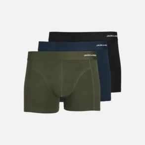 Jack & Jones Basic bamboo trunks 3 pak forest/sort/navy