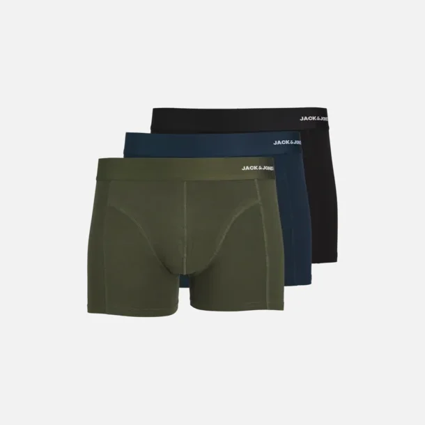 Jack &amp; Jones Basic bamboo trunks 3 pak forest/sort/navy