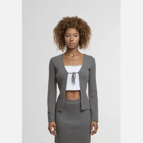 Noisy May Aylin Tie Knit Cardigan Gray