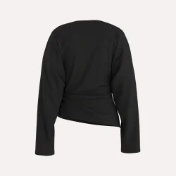 PREORDER HYPEDROP Yuri LS Draped Top Black
