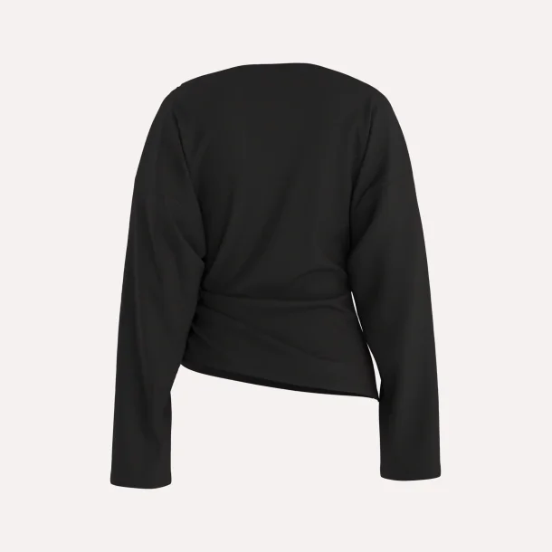 PREORDER HYPEDROP Yuri LS Draped Top Black