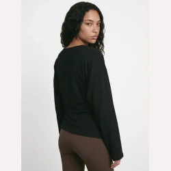 PREORDER HYPEDROP Yuri LS Draped Top Black