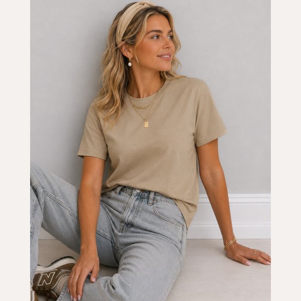 Pieces Ria SS Solid Tee Beige