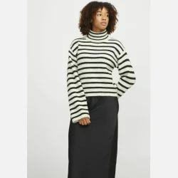 JJXX Rosanna Roll Neck Knit Sort/Hvid