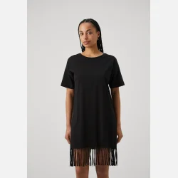 Noisy May Keyla S/S Fringe O-Neck T-shirt Dress Black