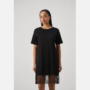 Noisy May Keyla S/S Fringe O-Neck T-shirt Dress Black
