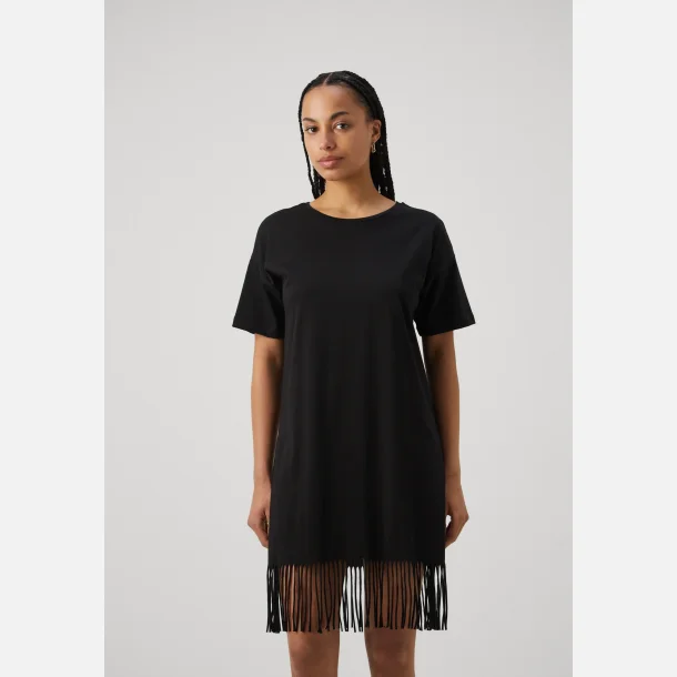 Noisy May Keyla S/S Fringe O-Neck T-shirt Dress Black